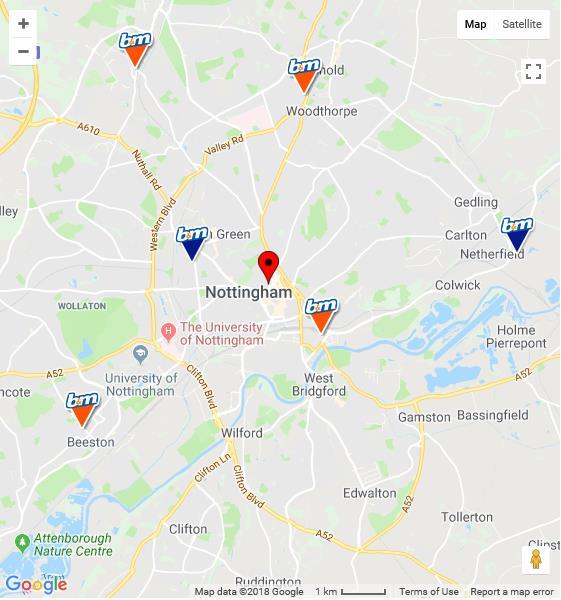 B&M stores do not need a wide catchment CASE STUDY: NOTTINGHAM S 6 STORES COMMENTARY B&M competes in a very large addressable market of 130bn General Merchandise and 160bn Grocery sector in the UK