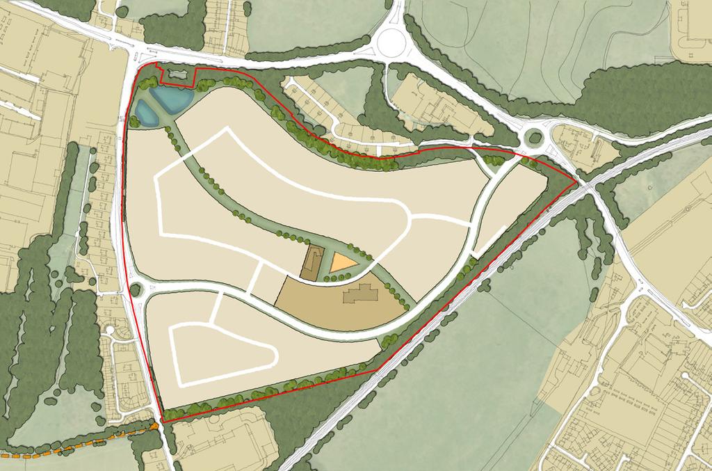 Whitepost Wood Lane B2246 Hermitage Lane 06 Development Framework Development Framework lan The outline proposals provide for a development of approximately 840 new homes including a mix of house