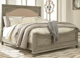 (56/58/94) Cal King Upholstered Bed (76/78/95) Queen Mansion Bed (54/57/96) Queen Upholstered Bed (74/77/98) B644 Marleny (Signature Design) Cottage style bedroom in an antiqued rustic gray