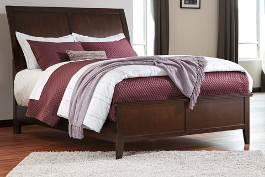 profile sleigh bed available with two drawer storage footboard or nonstorage panel footboard Vinyl wrapped drawer boxes with ball bearing side guides and dovetailing Bin pull