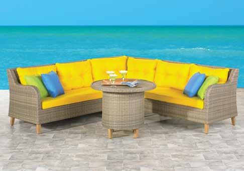 HANDWOVEN WICKER LOUNGE SET 3-piece sectional and 37-inch slat top