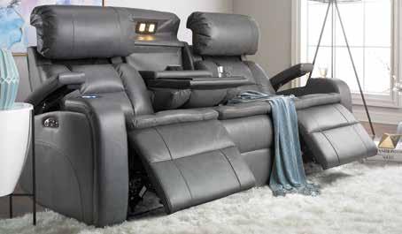 power reclining ends featuring full leg chaise, power headrest and USB charging.