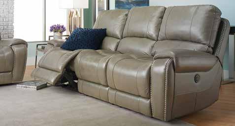 1199 IS 2400 TOP-GRAIN LEATHER POWER RECLINING SOFA EXTRA 50% OFF Seating handcrafted in pure top-grain leather with nail head