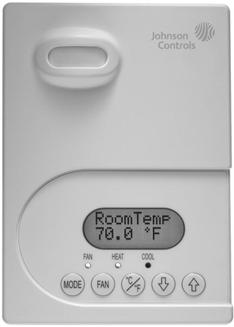 or other equipment. These thermostat controllers provide on/off, floating, or proportional 0 to 10 VDC control outputs; three speeds of fan control; and dehumidification capability.