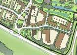 A mix of facilities is proposed fronting onto the north-south route from the local centre and care home, past the schools up to a village green in the north.