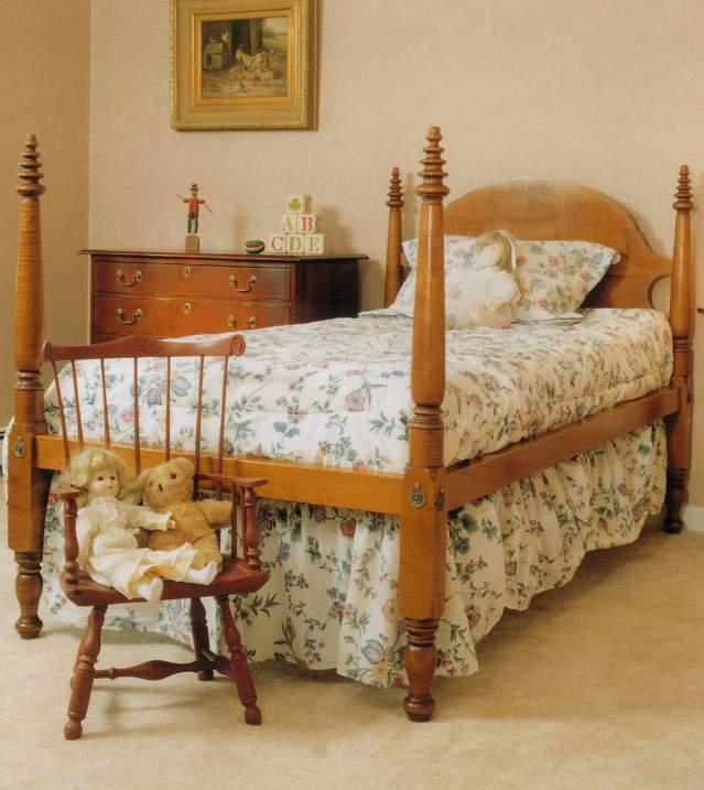 Pine Tree Bed circa 1780-1800 THIS INFORMAL COUNTRY BED is very popular in our cherry light stain. The post features a finely proportioned pine tree ring turning.