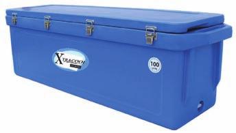 XTRACOOL LONG ICE BOX (above) Polyethylene ice-box, rectangular profile for extra length, these ice-boxes are made from UV resistant, food grade polyethylene and come in blue, orange or pink.