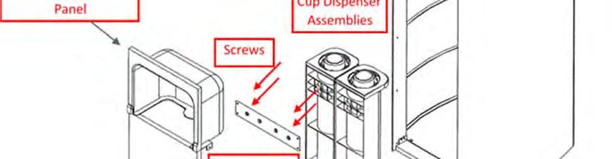 WL500 CUP DISPENSER (AK 0007) DRAWING AND ASSEMBLY INSTRUCTIONS Step 1 Fasten Support Brackets to the back side of the cup holders as shown with the 8 screws provided.