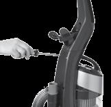 Attach the extension wand clip by inserting the clip into the back of the vacuum base and twisting clockwise.