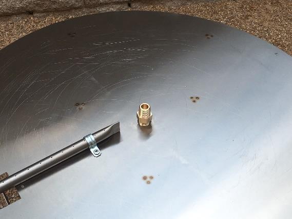 Step 7: Install Brass Orifice in center hole of Flat Burner Pan into coupling described in