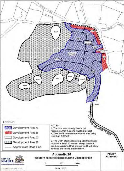 Figure 2 Appendix 26 Western Hills Residential Zone Concept Plan Left This map identifies the breakdown of the Western Hills Residential Zone into four separate development areas.