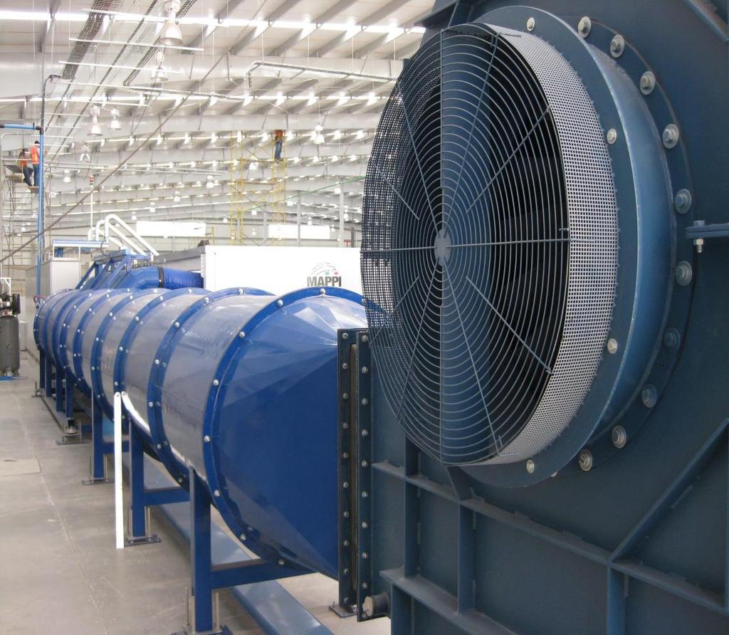 Air ducts and pipes to the blower fan are equipped with automatic valves for opening and closing Air knives with numerous nozzles uniformly distribute air designed to optimize the pressure and