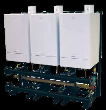 SYSTEM DESIGN OPTIONS - CONTINUED TOTAL OUTPUT REQUIRED KW NO. OF BOILERS SIDE BY SIDE OPTION BOILER MODELS SIDE BY SIDE FOOTPRINT SIZE W X D (MM) HEADER KIT PRODUCT NO.