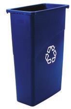 UNTOUCHABLE RECYCLING CONTAINERS & TOPS Blue recycle containers contain post-consumer recycled resin exceeding EPA guidelines.