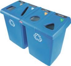 SLIM JIM RECYCLING CONTAINERS & ACCESSORIES Blue recycle containers contain post-consumer recycled resin exceeding EPA guidelines.