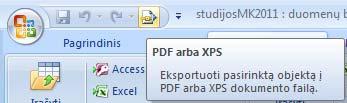 duomenys atsiras mygtukas PDF arba XPS, o sparčiosios