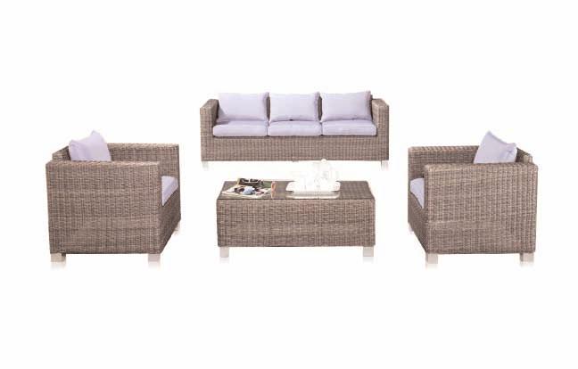 OUTDOOR COLLECTION SOFA SETS BOSTON 4-Piece Set Sofa (3 seat): Armrest chair: W204xD71xH72cm W85xD71xH72cm W107xD55xH42cm Constructed of high quality dura wicker and aluminum base.