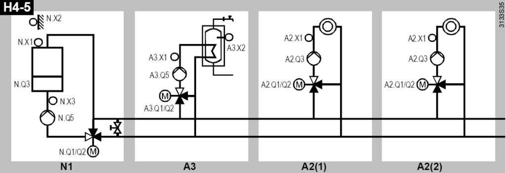 circuit control from heat exchanger connected to uncontrolled