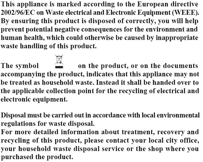 Environmental note o The packaging materials