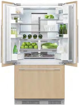 Integrated French Door Refrigerator RS90A1 Finish Integrated (apply your own cabinetry facade) Capacity Energy Rating Performance H1798 x W896 x D606mm Total gross volume 525L 3.