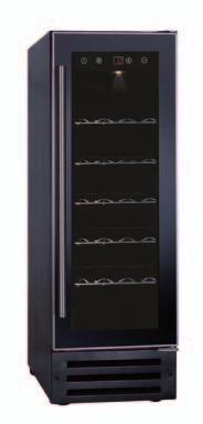 Chrome shelves djustable feet or black 21 LITRE Stainless steal Black OWC300/BK 300mm wine cooler