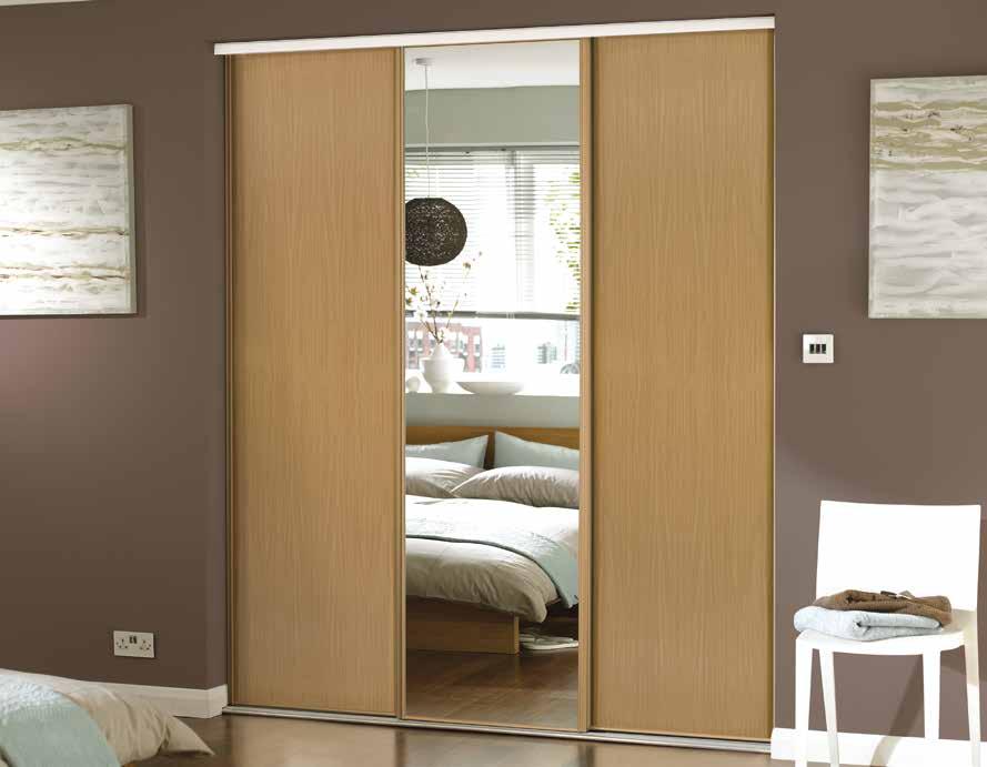 heritage (wood) Door design Single panel Colours & finishes Wood effect (frames colour matched to wood choice) Walnut Oak Maple Glass & mirror (frames; choice of wood finishes) Size options Fixed