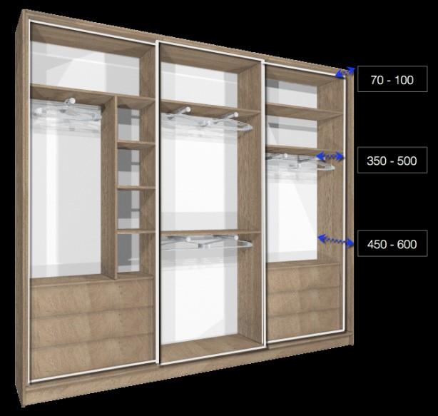 4! An ideal outer depth of your sliding wardrobe should be 700mm.