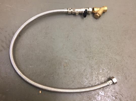 3. Connect strainer, inlet manifold and flexible hose to the mains water (ensure mains