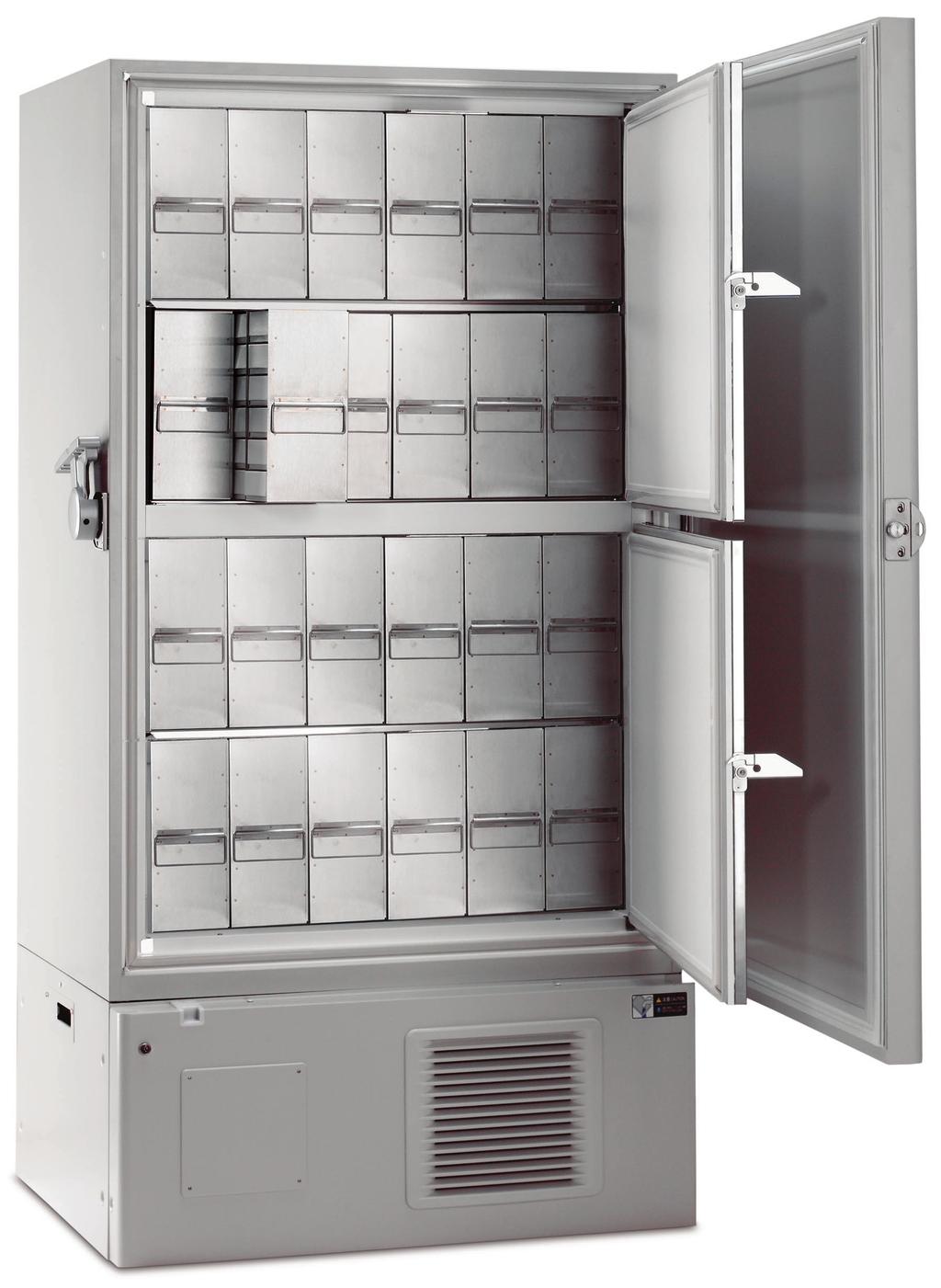 Integrated Solutions to Ultra-Low Temperature Freezers 1. SANYO patented V.I.P. Vacuum Insulation Panel cabinet construction offers superior insulation with maximum use of interior space. 2.