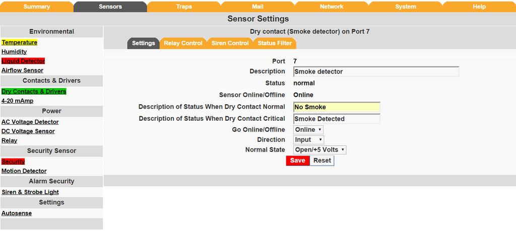 In the Smoke Sensors settings page you will rename your Smoke Sensor as you wish in the Description field.