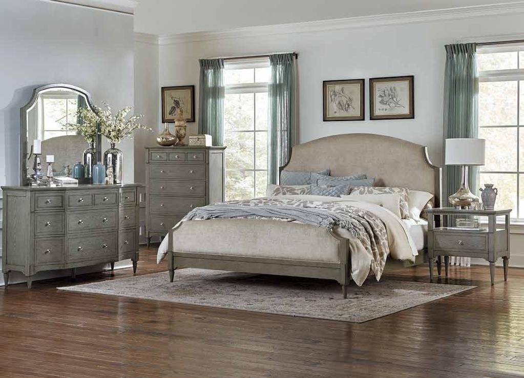 finish, creating a look that is both modern and stately. 1911-1 Queen Bed HB: 64H FB: 19.5H 1911-4 Night Stand 30 x 17 x 29.25H 1911-5 Dresser 66 x 18 x 38.75H 1911-6 46.5 x 1.75 x 39.