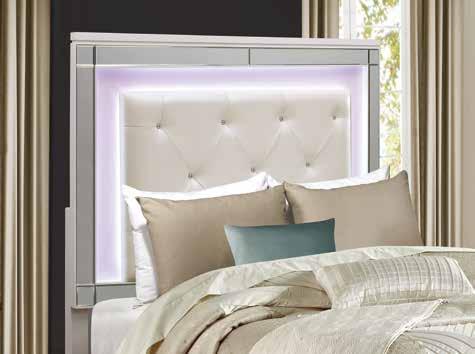 Drawer pulls add to the allure of the collection with an inlay crystal and chrome look. 1845-1 1845-4 1845-5 1845-6 1845-9 Queen Bed HB: 62H FB: 28H Night Stand 30 x 17.