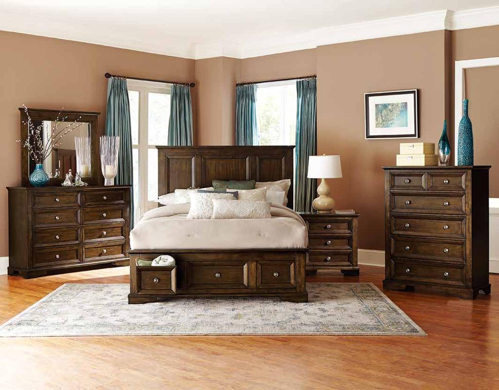Cherry veneers and select hardwoods in warm cherry finish with bold hardware accent give the Glamour Collection a desired look to your home décor.