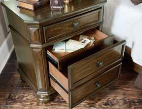 Functional hidden drawers are featured in the nightstand and dresser, providing discrete storage space. 1722-1 Queen Bed HB: 62H FB: 23.