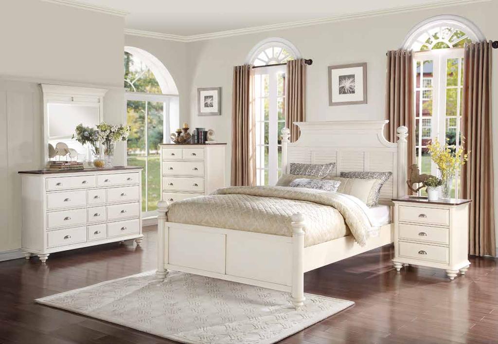 A dark, burnished cherry finish furthers the traditional look of the Frederica Collection. 1949-1 Queen Bed HB: 59.25H FB: 30.5H 1949-4 Night Stand 23.75 x 16 x 26H 1949-5 Dresser 64 x 17.