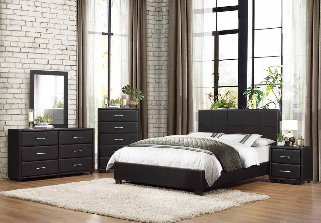 Scaled for urban living, this collection will prove to be a unique and stylish addition to your master, youth, and guest bedrooms. The collection is offered in two color options- Black and Dark Brown.