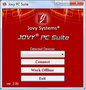 Suite on Offline mode, no any connection Detected. Jovy PC Suite detected RE-7550 and displays the machine serial number.