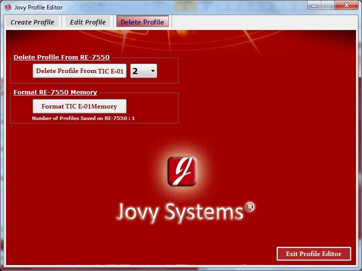 Jovy profiles ->Jovy Profile Editor -> Delete Delete a profile saved to machine