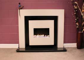 KIAH OPTIONS Surround in a choice of 20 stone types, others upon request. Sold as a complete fireplace package. 2.7Kw or 3.5Kw natural gas burner. 3.5Kw LPG/Propane gas burner.