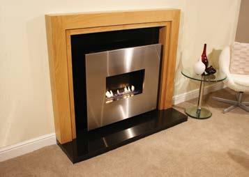 CORONA OPTIONS Surround in Oak or Walnut, others upon request. Sold as a complete fireplace package. 2.7Kw or 3.5Kw natural gas burner. 3.5Kw LPG/Propane gas burner.