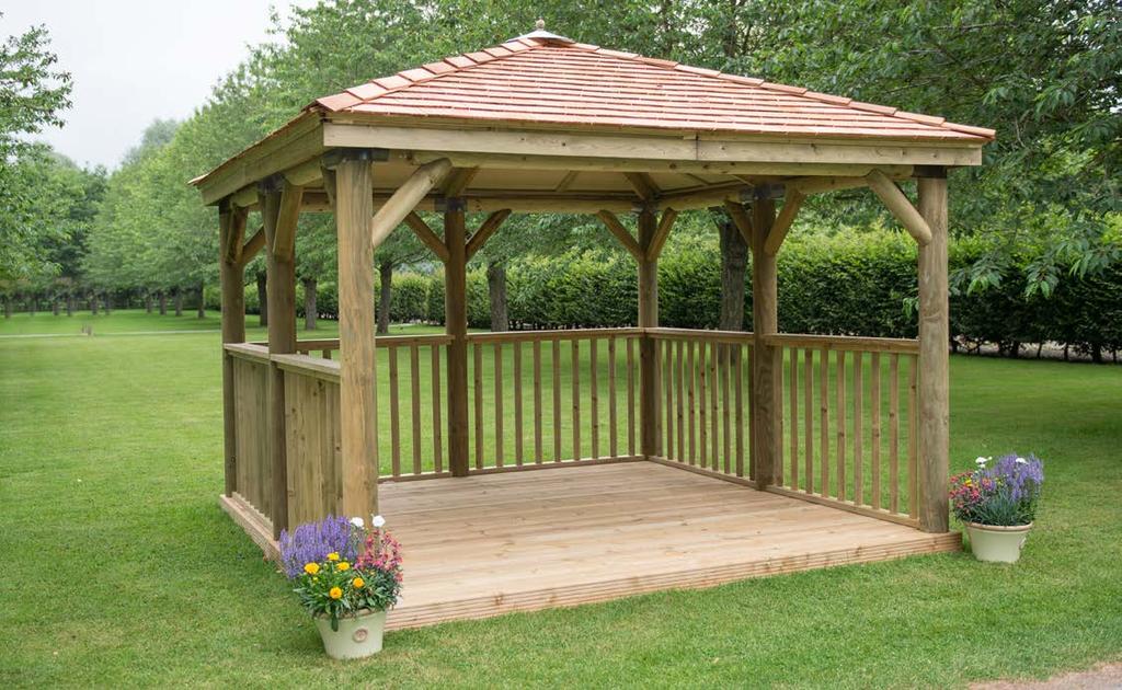 As well as being an elegant feature, made with pressure treated, smooth sanded round timber, the Gazebo also offers shelter,