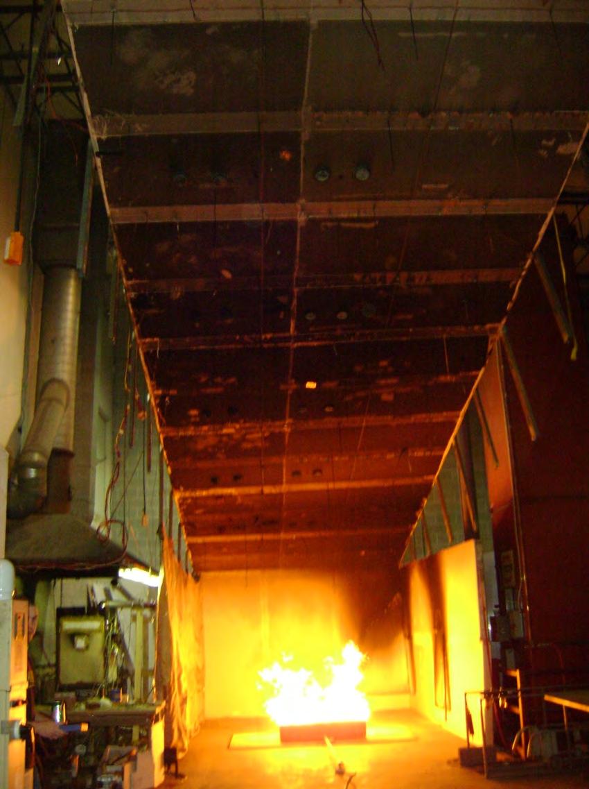 Figure 130. Center fire test with smooth ceilings and no side walls The results of these tests are shown below in Table 22.