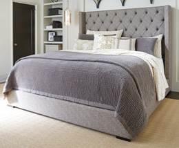 texture in a warm gray brown color Beds available: King Bed (76/78) Cal King Bed (78/94) Queen Bed (74/77) B614 Leystone (Signature