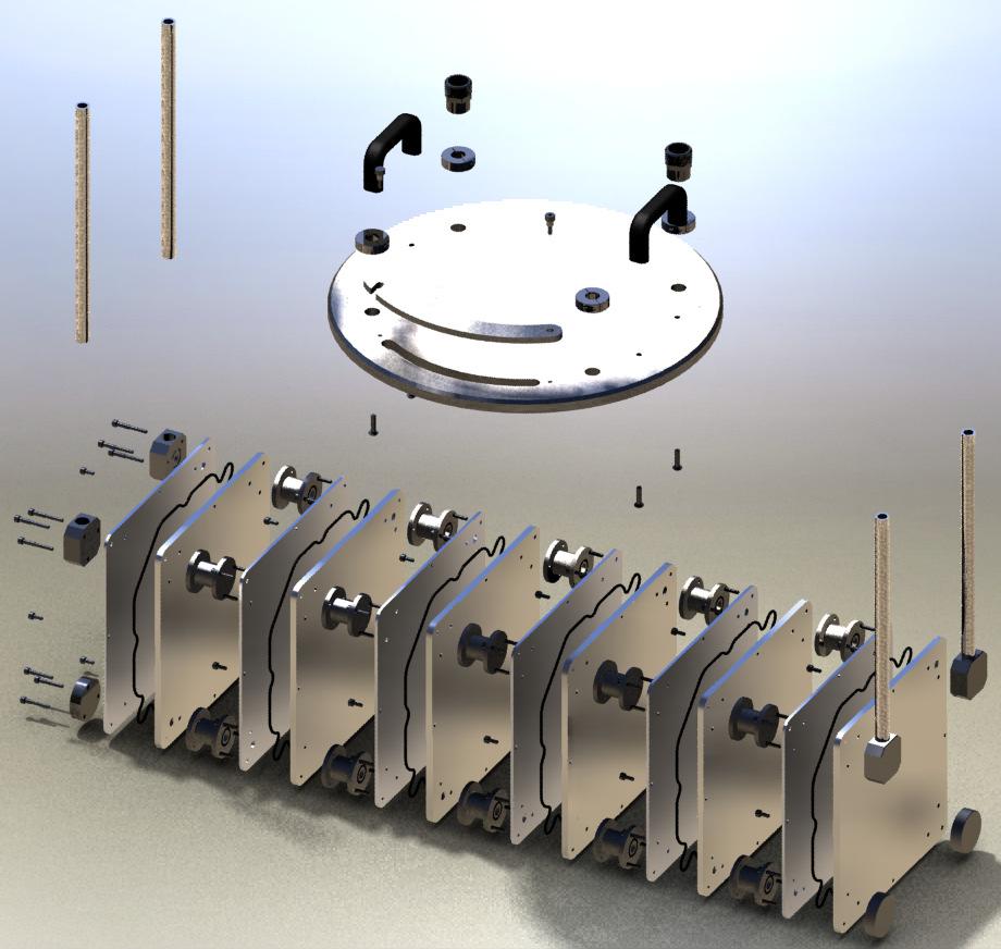 Immersion Wort Chiller John Pegram Figure 36: Exploded View The Assembly was completed in a series of 10 steps as outlined below. 1. Place a seal in each of the six heat transfer plates. 2.