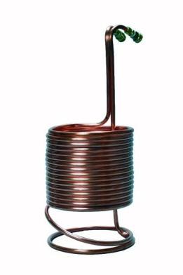 com Deluxe Stainless Steel Immersion Wort Chiller with garden hose fittings on both in and out of the coil. 50 ft of heavy duty 1/2" stainless steel tubing.