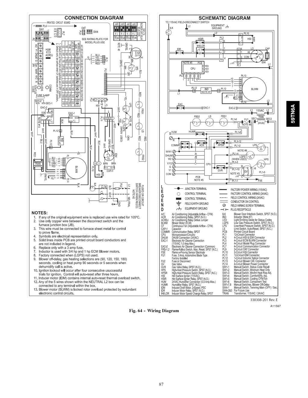 CONNECTION DIAGRAM SCHEMATIC DIAGRAM TO115VACFIELD-DISCONNECT SWITCH K _L2 EQUIPMENT GROUND _" SEE RATING PLATE FOF MODEL PLUG USE PL31 1 PL13 HSI I LO _ PLY2 PL12 r _ nlwm 1 < --4qA.