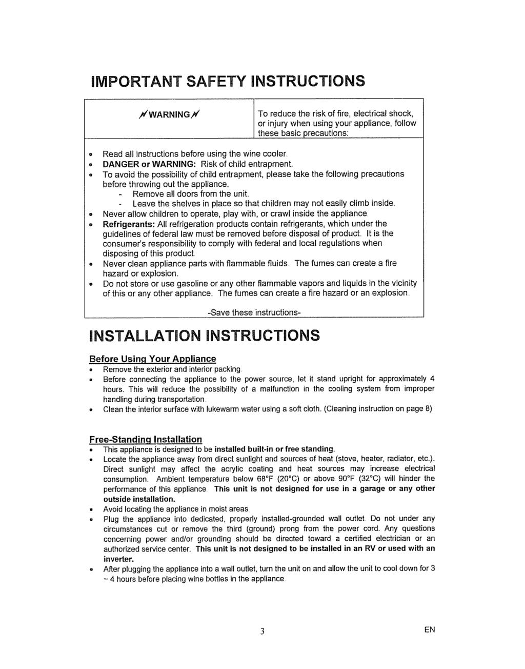 important SAFETY instructions _f'warning/v To reduce the risk of fire, electrical shock, or injury when using your appliance, follow these basic precautions: Read all instructions before using the