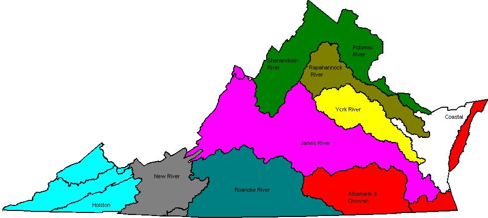 Virginia s Watersheds Nine major river basins (497 subwatersheds)