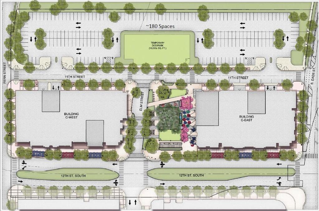Page 27 4. Retail Parking Ratio: The applicant is proposing 204 parking spaces in the temporary surface parking lots within the future Landbay B/Central Green.