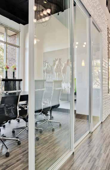 partitions available with flexible track, glass and frame